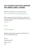 Acct 526 Final Exam Actual Questions&NewLine;With Verified Correct Answers