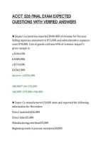 Acct 526 Final Exam Expected&NewLine;Questions With Verified Answers