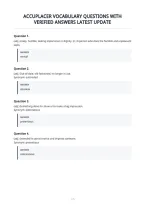 Accuplacer Vocabulary Questions With&NewLine;Verified Answers Latest Update