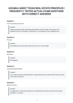 Aceable Agent Texas Real Estate Principles I&NewLine;Frequently Tested Actual Exam Questions&NewLine;With Correct Answers