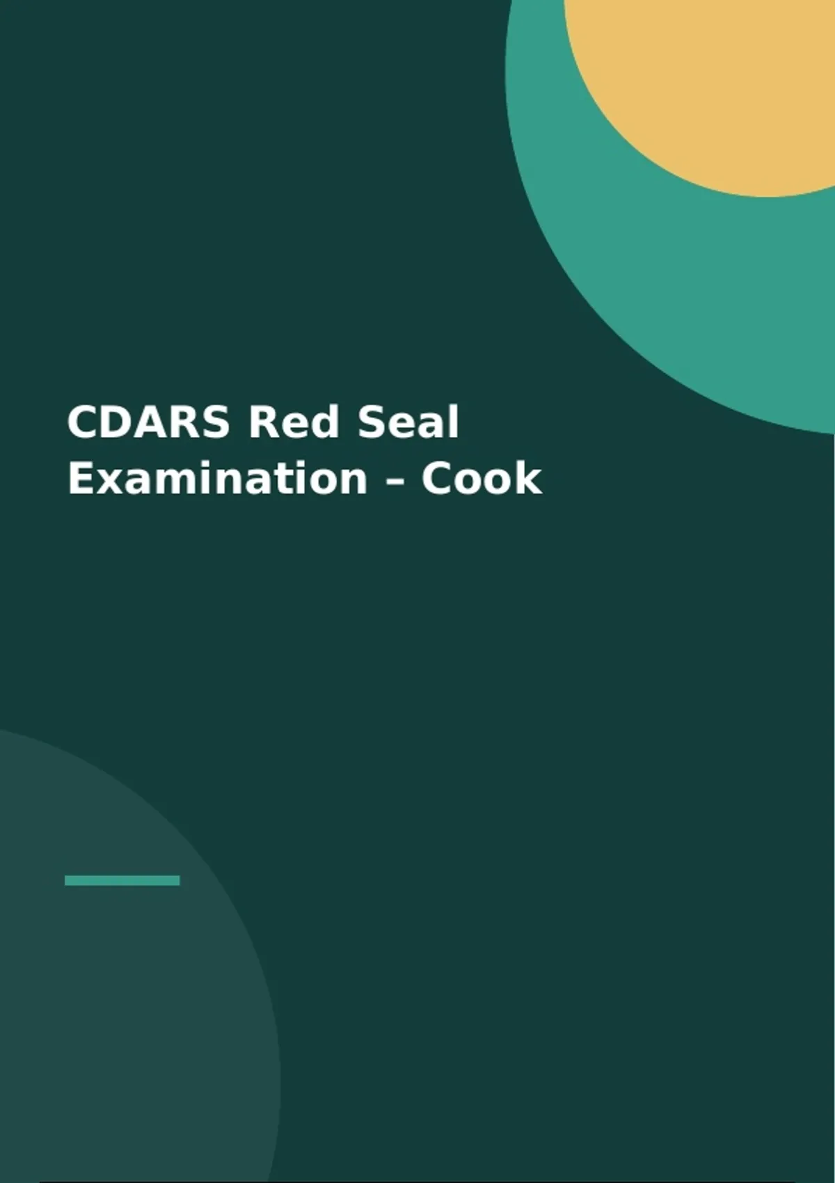 CDARS Red Seal Examination - Cook - Practice Exam - Computers - Stuvia US
