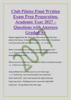 Club Pilates Final Written&NewLine;Exam Prep Preparation&comma;&NewLine;Academic Year 2027 &ndash;&NewLine;Questions with Answers&NewLine;Graded A&plus;&NewLine;Always suggest that the client use a thin mat or towel for their&NewLine;pilates mat classes&period; It doesn't have to be a thick mat&comma; it should just&NewLine;c