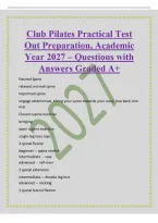 Club Pilates Practical Test&NewLine;Out Preparation&comma; Academic&NewLine;Year 2027 &ndash; Questions with&NewLine;Answers Graded A&plus;