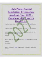 Club Pilates Special&NewLine;Populations Preparation&comma;&NewLine;Academic Year 2027 &ndash;&NewLine;Questions with Answers&NewLine;Graded A&plus;