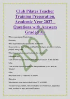 Club Pilates Teacher&NewLine;Training Preparation&comma;&NewLine;Academic Year 2027 &ndash;&NewLine;Questions with Answers&NewLine;Graded A&plus;