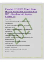 Complete ATI TEAS 7 Study Guide&NewLine;Overvie Preparation&comma; Academic Year&NewLine;2027 &ndash; Questions with Answers&NewLine;Graded A&plus;&NewLine;TEAS 7 Exam&NewLine;Tests foundational knowledge for nursing education&period;&NewLine;Reading Section&NewLine;39 questions assessin