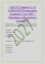CRCST Chapters 1-12&NewLine;IAHCSMM Preparation&comma;&NewLine;Academic Year 2027 &ndash;&NewLine;Questions with Answers&NewLine;Graded A&plus;