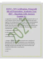 EENT - NP Certification&comma; Fitzgerald&NewLine;4th ed Preparation&comma; Academic Year&NewLine;2027 &ndash; Questions with Answers&NewLine;Graded A&plus;&NewLine;a&period; suppurative conjunctivitis -a 19 y&sol;o man presents with a cc of&NewLine;a red&comma; irritated rt eye for the past 48 hrs with eyelids that were stuck&NewLine;