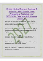 Electric Station Operator Training &&NewLine;Safety in Power Systems Exam&NewLine;Preparation&comma; Academic Year&NewLine;2027&sol;2028 &ndash; Questions with Answers&NewLine;Graded A&plus;&NewLine;What is the role of an Electric Station Operator &lpar;ESO&rpar;&quest; - An&NewLine;employee responsible for operating equipment in el