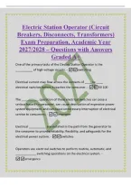 Electric Station Operator &lpar;Circuit&NewLine;Breakers&comma; Disconnects&comma; Transformers&rpar;&NewLine;Exam Preparation&comma; Academic Year&NewLine;2027&sol;2028 &ndash; Questions with Answers&NewLine;Graded A&plus;&NewLine;One of the primary tasks of the Electric Station Operator is the&NewLine;&lowbar;&lowbar;&lowbar;&lowbar;&lowbar;&lowbar;&lowbar;&lowbar;&lowbar;&lowbar; of high voltage circuits