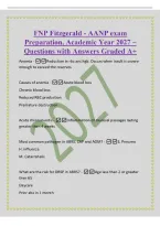 FNP Fitzgerald - AANP exam&NewLine;Preparation&comma; Academic Year 2027 &ndash;&NewLine;Questions with Answers Graded A&plus;&NewLine;Anemia -Reduction in rbc ans hgb&period; Occurs when insult is severe&NewLine;enough to exceed the reserves&NewLine;Causes of anemia - Acute blood loss&NewLine;Chronic blood loss&NewLine;Reduce