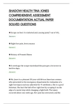 Shadow Health Tina Jones&NewLine;Comprehensive Assessment&NewLine;Documentation Actual Paper&NewLine;Solved Questions