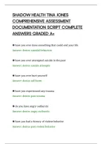 Shadow Health Tina Jones&NewLine;Comprehensive Assessment&NewLine;Documentation Script Complete&NewLine;Answers Graded A&plus;