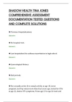 Shadow Health Tina Jones&NewLine;Comprehensive Assessment&NewLine;Documentation Tested Questions&NewLine;And Complete Solutions
