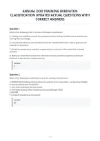 Annual Dod Training Derivative&NewLine;Classification Updated Actual Questions With&NewLine;Correct Answers
