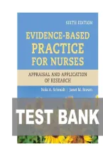 TEST BANK FOR Evidence-Based Practice for Nurses&colon; Appraisal and Application of Research with Navigate Advantage Access 6th Edition by Nola A&period; Schmidt&comma; Janet M&period; Brown&period;ISBN&colon;978-1284296532 COMPLETE GUIDE ALL CHAPTERS COVERED 100&percnt; VERIFIED A&plus; GRADE ASSURED&excl;&excl;&excl;