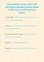 General Biology 115 Exam 1 &lpar;New 2026&sol; 2027 Update&rpar; Questions & Answers &lbrace;Grade A&rcub; 100&percnt; Correct &lpar;Verified Solutions&rpar;- Rutgers&NewLine;&NewLine;