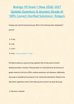 General Biology 115 Exam 1 AND EXAM 2 &lpar;New 2026&sol; 2027 Update BUNDLE PACKAGE WITH COMPLETE SOLUTIONS&rpar; Questions & Answers &lbrace;Grade A&rcub; 100&percnt; Correct &lpar;Verified Solutions&rpar;- Rutgers