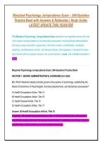 Maryland Psychology Jurisprudence Exam &ndash; 240-Question &NewLine;Practice Bank with Answers & Rationales &vert; Study Guide&NewLine;LATEST UPDATE THIS YEAR&period;PDF 