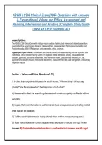 ASWB LCSW Clinical Exam &lpar;PDF&rpar;-Questions with Answers &NewLine;& Explanations &vert; Values and Ethics&comma; Assessment and &NewLine;Planning&comma; Intervention and Practice &vert; Complete Study Guide &NewLine;&vert; INSTANT PDF DOWNLOAD &NewLine;