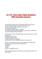CJ 110 - Every Quiz Taken Questions With Complete Answers
