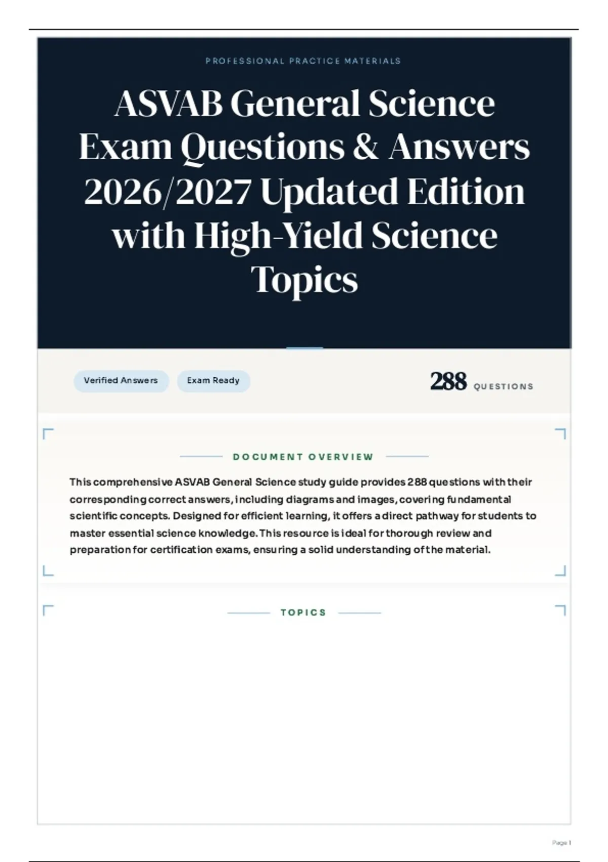 ASVAB General Science Exam Questions & Answers 2026/2027 Updated ...