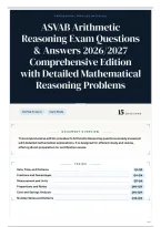 ASVAB Arithmetic Reasoning Exam Questions & Answers 2026&sol;2027 Comprehensive Edition with Detailed Mathematical Reasoning Problems