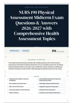 NURS 190 Physical Assessment Midterm Exam Questions & Answers 2026&sol;2027 with Comprehensive Health Assessment Topics