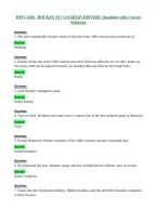 HIST 2280 - HOCKEY IN CANADIAN HISTORY Questions with Correct Solutions