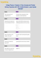 College Physics I&colon; Chapters 1-5 Key Concepts and Problem&NewLine;Solving &vert; Questions with 100&percnt; Verified Answers &vert; Latest Update&NewLine;2026&sol;2027