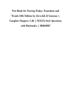 Test Bank for Nursing Today&colon; Transition and &NewLine;Trends 12th Edition by Zerwekh & Garneau &vert; &NewLine;Complete Chapters 1-26 &vert; NCLEX-Style Questions &NewLine;with Rationales &vert; 2026&sol;2027 