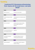 Comprehensive PSY 316 Neuroanatomy and Neurophysiology&NewLine;Review &vert; Questions with 100&percnt; Verified Answers &vert; Latest Update&NewLine;2026&sol;2027