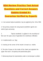 RDA Review Practice Test 2026 Actual Questions and Correct Answers &lpar;Latest 2026 &sol; 2027 Update&rpar; Graded A&plus; 100&percnt; Guarantee Verified by Experts