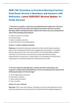 NUR 190 &lpar;TRANSITION TO PRACTICAL NURSING PRACTICE&rpar; FINAL EXAM PACKAGE DEALB2026