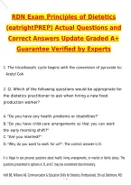 RDN Exam Principles of Dietetics &lpar;eatrightPREP&rpar; 2026 Actual Questions and Correct Answers &lpar;Latest 2026 &sol; 2027 Update&rpar; Graded A&plus; 100&percnt; Guarantee Verified by Experts