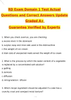 RDN Exam Domain 1 Test Questions 2026 Actual Questions and Correct Answers &lpar;Latest 2026 &sol; 2027 Update&rpar; Graded A&plus; 100&percnt; Guarantee Verified by Experts