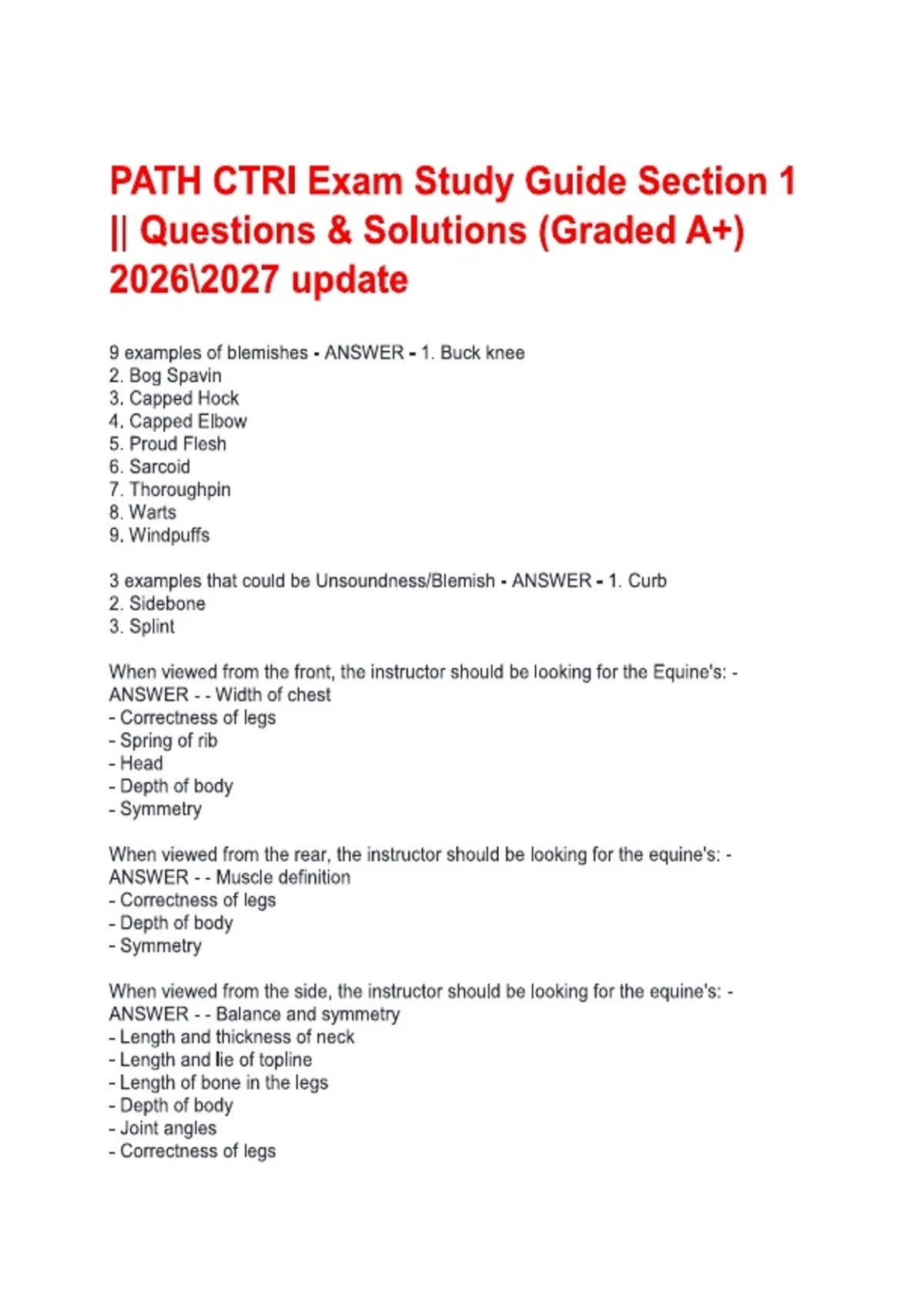 PATH CTRI Exam Study Guide Section 1 || Questions & Solutions (Graded ...