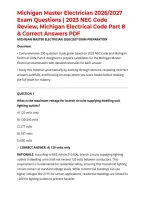 Michigan Master Electrician 2026&sol;2027 Exam Questions &vert; 2023 NEC Code Review&comma; Michigan Electrical Code Part 8 & Correct Answers PDF