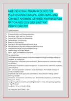 Nur 2474 Final Pharmacology For &NewLine;Professional Nursing Questions And &NewLine;Correct Answers &lpar;Verified Answers&rpar; Plus &NewLine;Rationales 2026 Q&A &vert; Instant &NewLine;Download Pdf &NewLine;