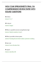 Wgu C268 Spreadsheets Final Oa&NewLine;Comprehensive Review Paper With&NewLine;Solved Questions
