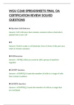 Wgu C268 Spreadsheets Final Oa&NewLine;Certification Review Solved&NewLine;Questions