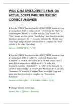 Wgu C268 Spreadsheets Final Oa&NewLine;Actual Script With 100 Percent&NewLine;Correct Answers&NewLine;