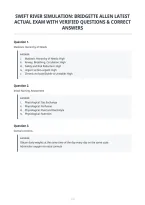 Swift River Simulation&colon; Bridgette Allen Latest&NewLine;Actual Exam With Verified Questions & Correct&NewLine;Answers