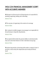 Wgu C214 Financial Management Script&NewLine;With Accurate Answers