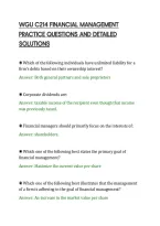 Wgu C214 Financial Management&NewLine;Practice Questions And Detailed&NewLine;Solutions