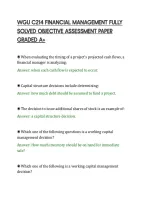 Wgu C214 Financial Management Fully&NewLine;Solved Objective Assessment Paper&NewLine;Graded A&plus;