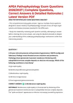 APEA Pathophysiology Exam Questions 2026&sol;2027 &vert; Complete Questions&comma; Correct Answers & Detailed Rationales &vert; Latest Version PDF