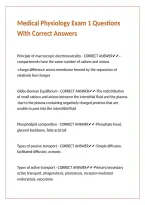 Medical Physiology Exam 1 Questions With Correct Answers