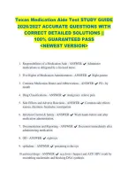 Texas Medication Aide Test Study Guide &NewLine;2026&sol;2027 Accurate Questions With &NewLine;Correct Detailed Solutions &vert;&vert; &NewLine;100&percnt; Guaranteed Pass &NewLine;<Newest Version> &NewLine; 