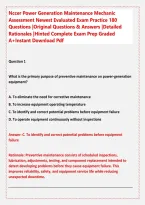 Power Gen Show Nccer Power Generation Maintenance Mechanic Assessment - Stuvia US